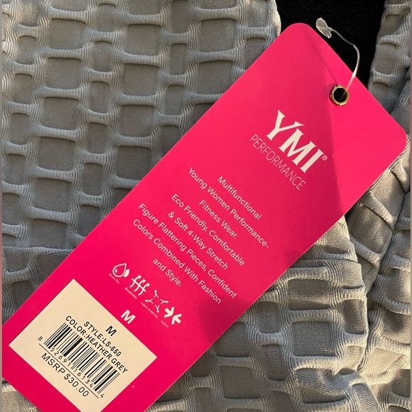 NWT $60R. YMI 2-Piece Honeycomb Activewear Set. Size Medium. Gray - Picture 7 of 8